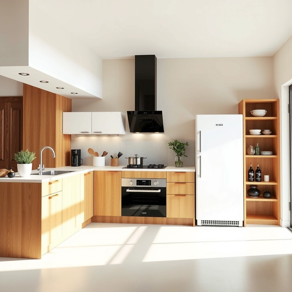 Modern kitchen with integrated appliances